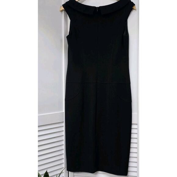 David Meister Womens Back Zip Short Sleeve V Neck Sheath Dress Black Size 4 - Picture 7 of 8